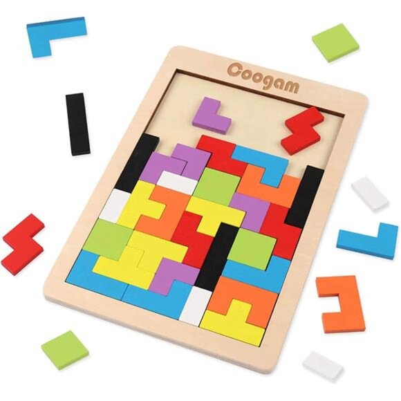 Kids Wooden Blocks Puzzle Brain Teaser Toy Tangram Jigsaw Intelligence‎ Colorful - Picture 1 of 6